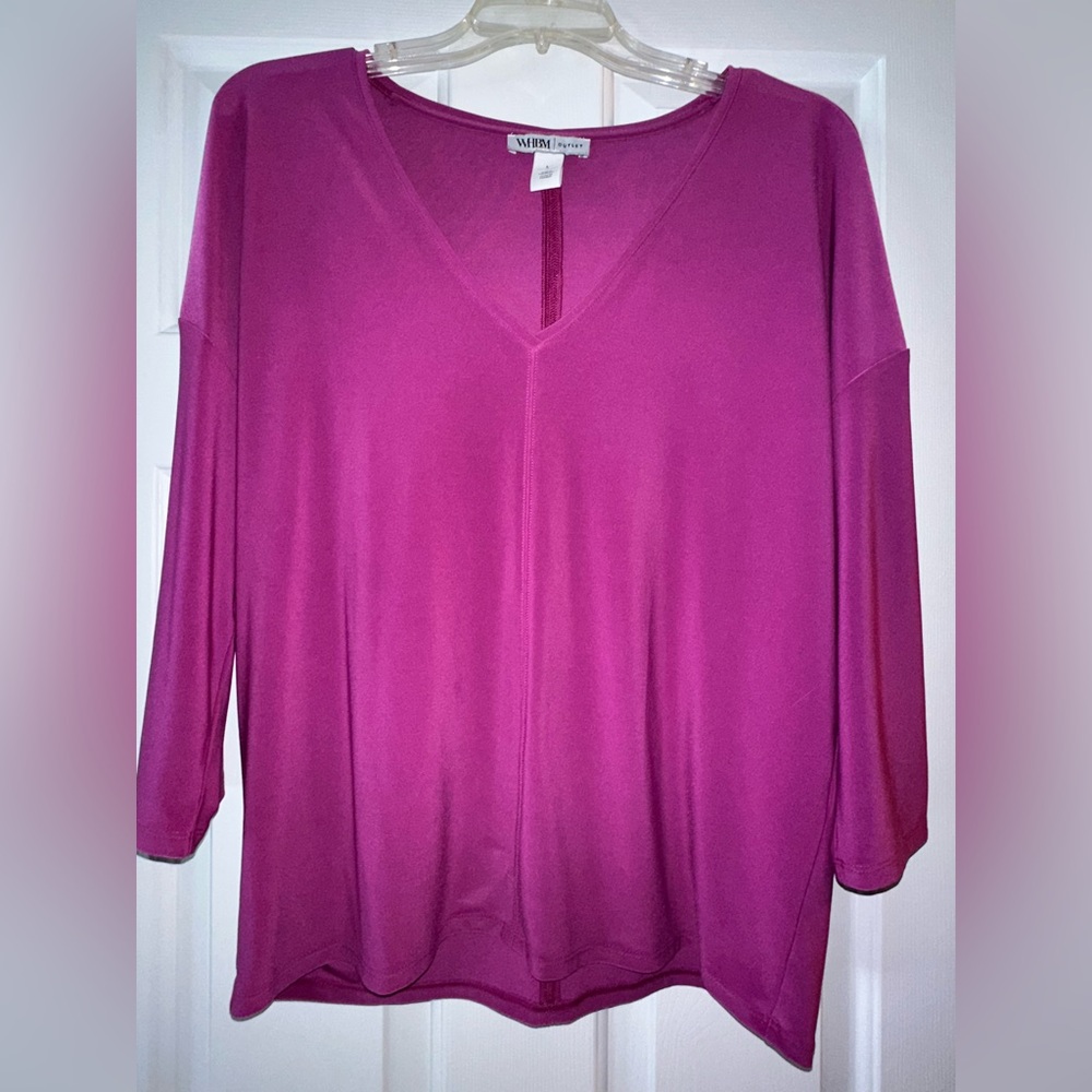 White House Black Market Outlet V-Neck Soft Blouse Bright Pink Size Large
